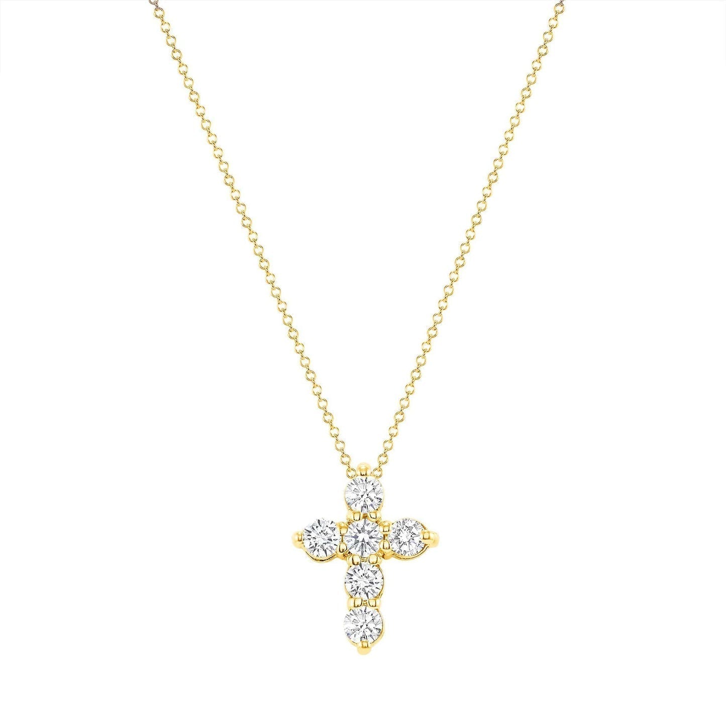 0.50 TCW Round Cut Moissanite Diamond Cross Pendant Necklace in Solid Gold 1
